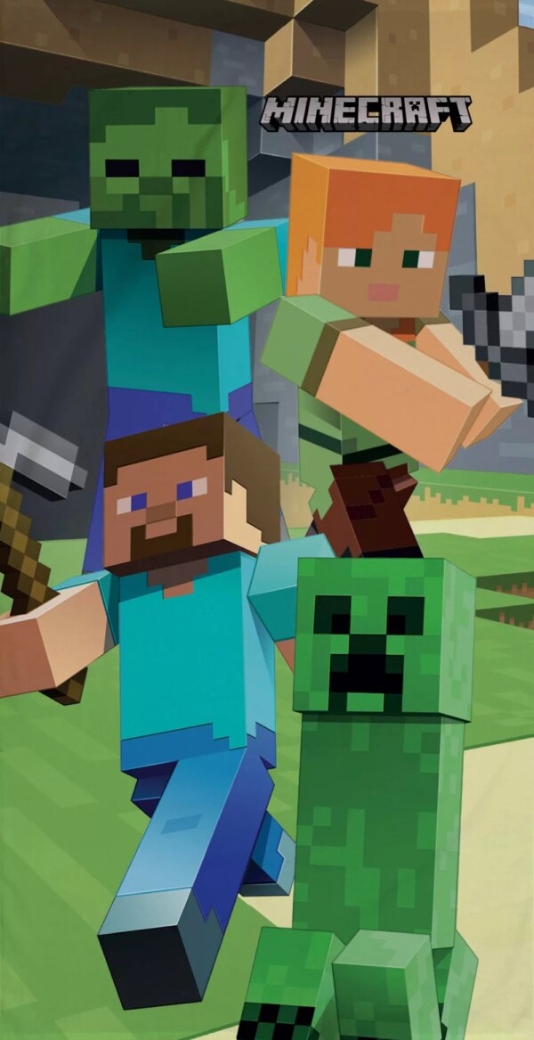 Minecraft standlaken Steve en Alex 70 x 140 cm